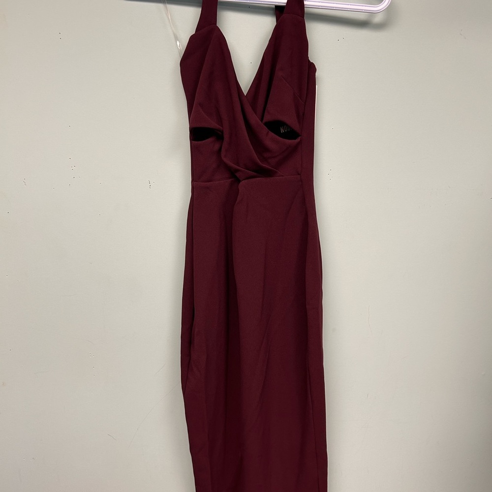 Nookie Red Ruched Bodycon Dress Halter Plunge